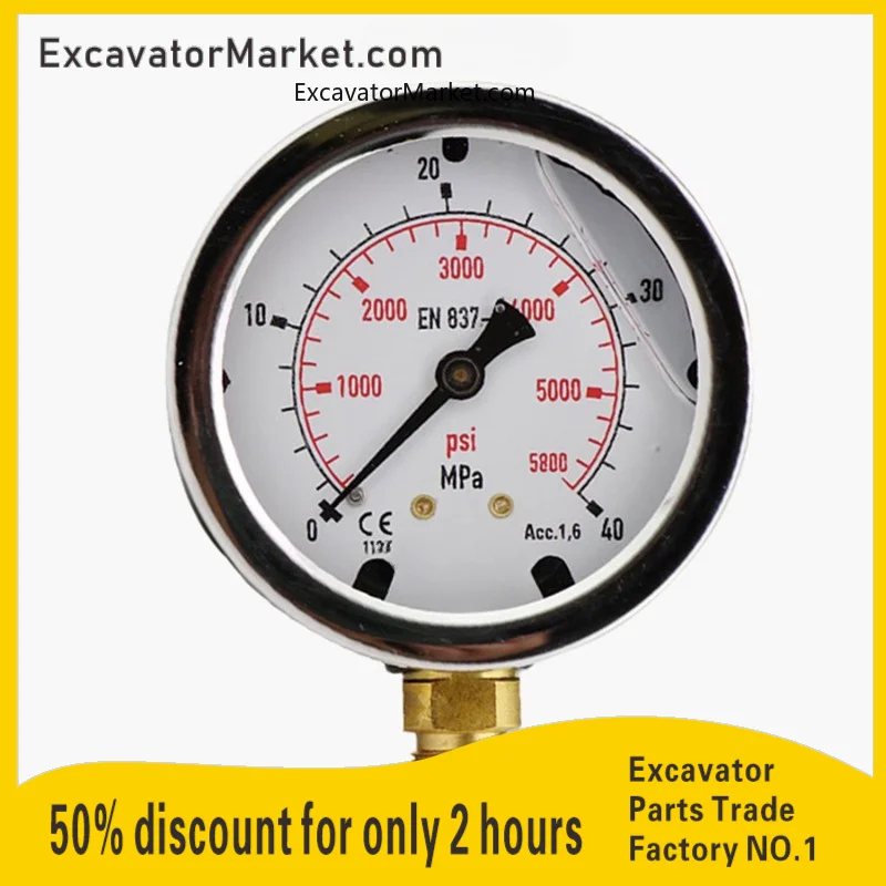 

Pressure Gauge Tec Pressure Gauge Interface G1/4 Excavator Hydraulic Pump High-End Testing Instrument Excavator Parts