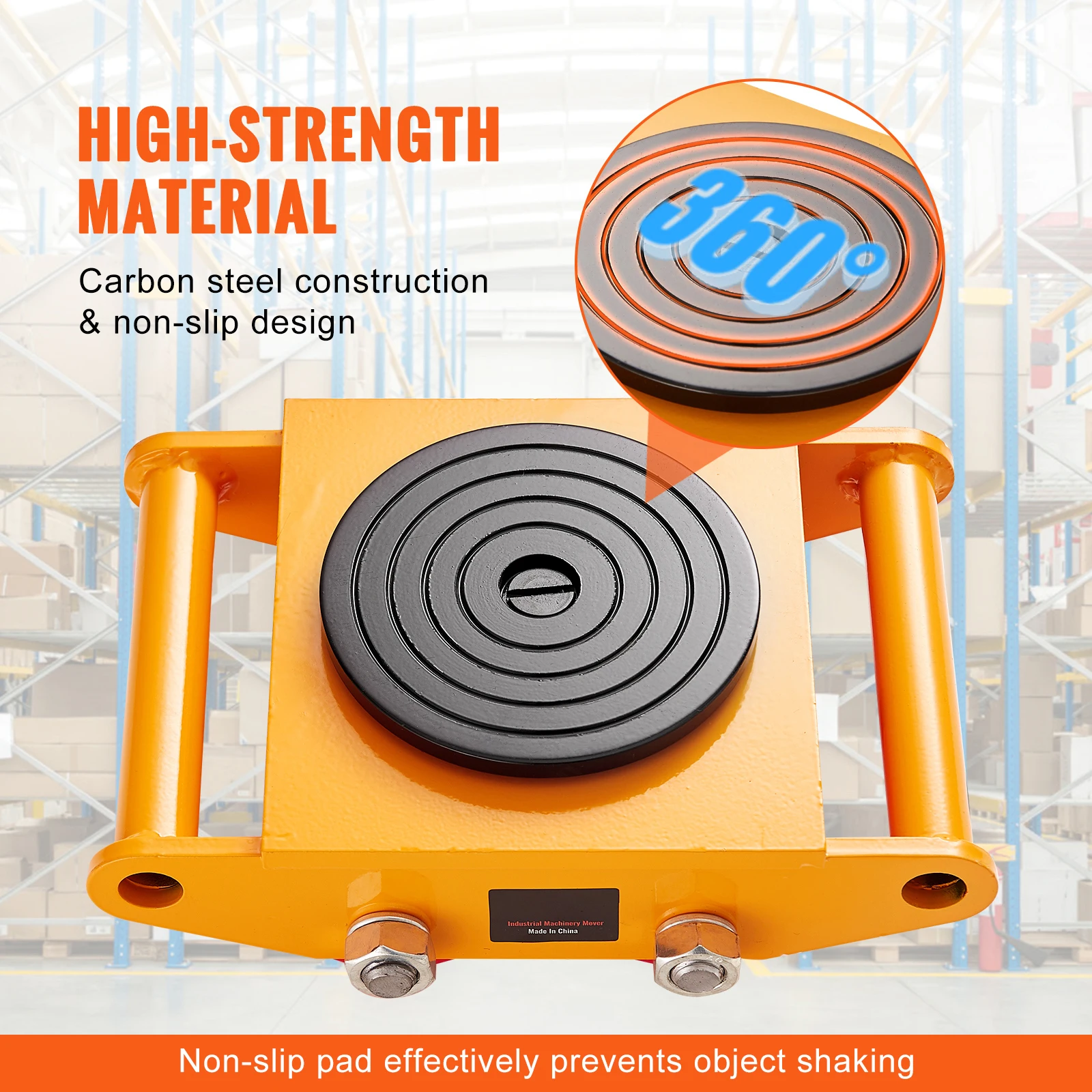 محرك SucceBuy 6/8/12T Machinery Skate Dolly Industrial مع 4 عجلات PU و360 °   غطاء غير قابل للانزلاق لمصنع ورشة عمل المستودعات