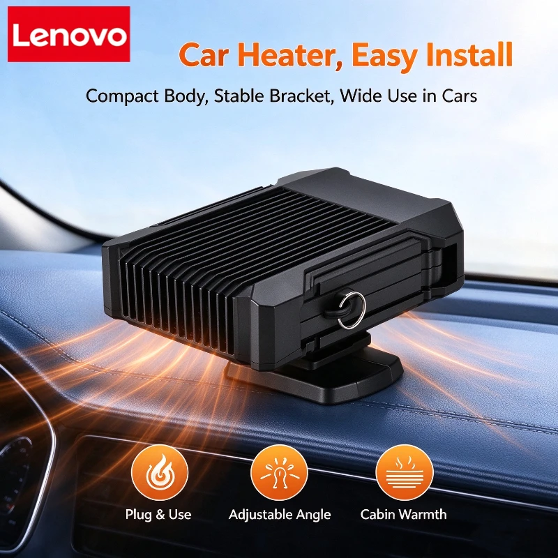 Lenovo Portable Car Cooling Heater Defroster 12V/ 24V Dual Mode Fan Electric Windshield Demister Fast Heating Dryer