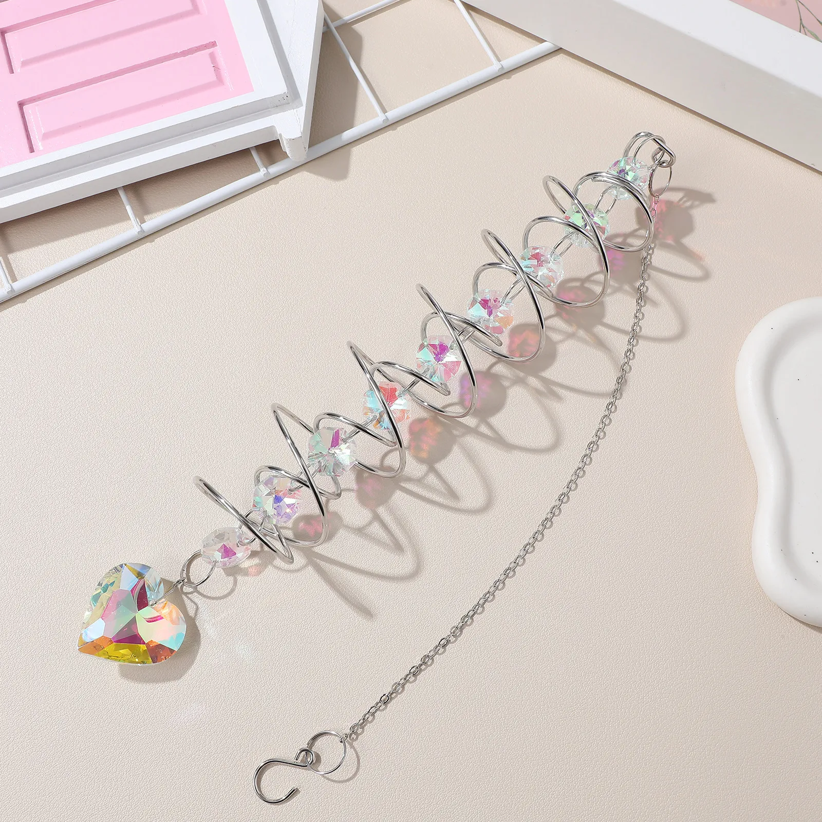 Heart Shaped Sun Catcher Hanging Prism Ornament for Window Garden Car Balcony Home Decorative Pendant Sun Catcher Hanging