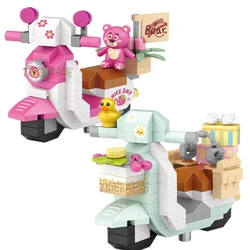 NEW Cute Electric Vehicles Bicycle Motorcycle Little Yellow Duck Bear Building Blocks Kit Girls Bricks Model Toy