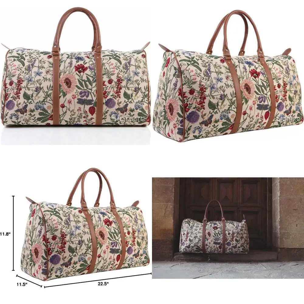 حقيبة نسائية كبيرة من القماش الخشن لعطلة نهاية الأسبوع للسفر وصالة الألعاب الرياضية وطوال الليل بنمط نسيج مع نمط رياضي