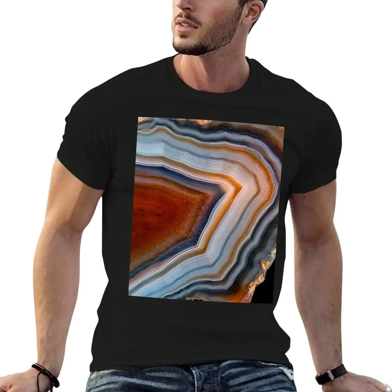 Layered agate geode 3163 T-Shirt graphic tee shirt kawaii clothes mens fashion