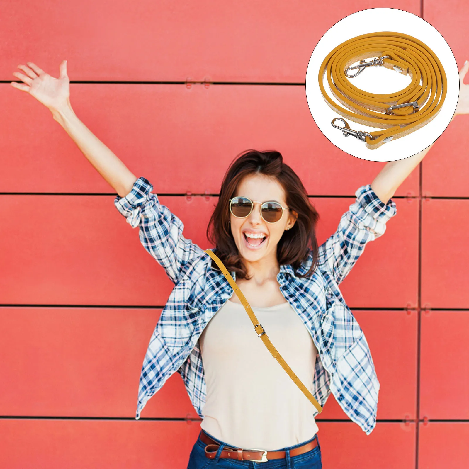 

PU Synthetic Adjustable Bag Strap Replacement Handle for Shoulder Crossbody Messenger Pouch Women Yellow