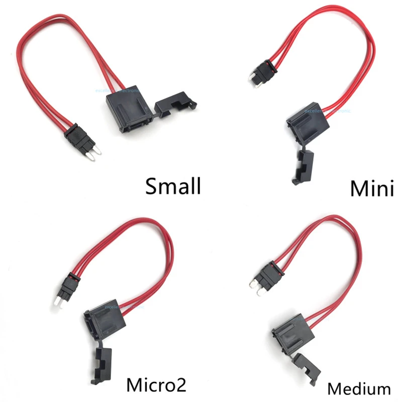 32V ACC Standard/Micro2/Small/Mini Size Car Fuse Holder 16AWG Non-Destructive Fuse Box ATM Blade Fuse Extension Cord