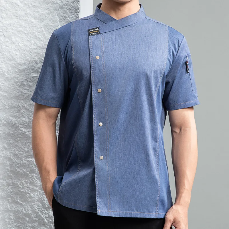 Koksjas Heren Korte Mouw Keuken Kok Shirts Unisex Restaurant Bakkerij Ober Uniform