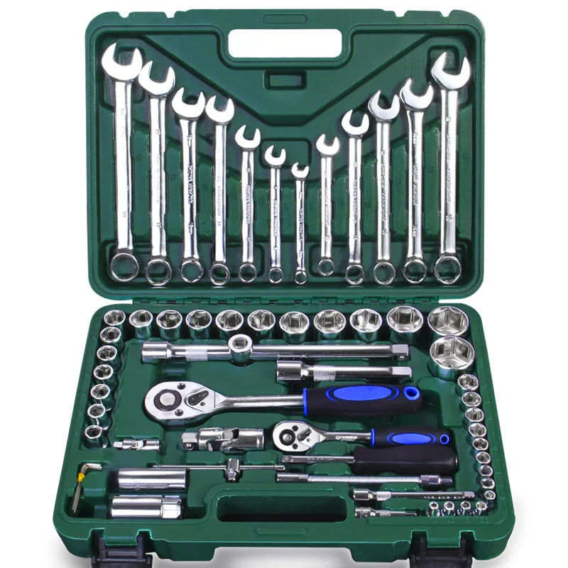 Car Repair Sockets Set Hand Tool Sets Combination Socket Wrench Set with Plastic Toolbox