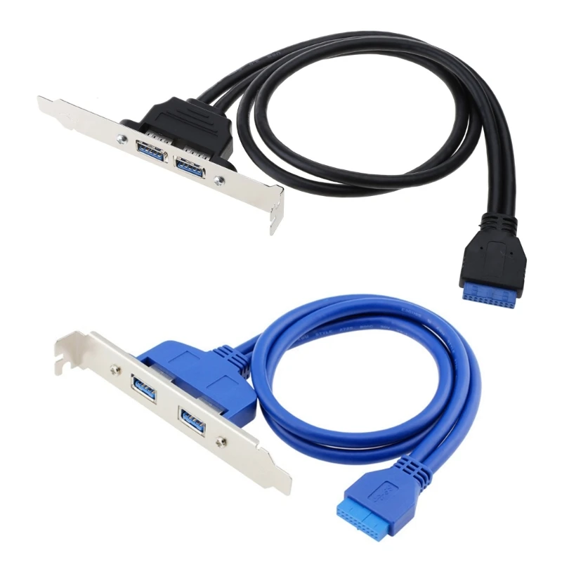 เมนบอร์ด USB 20Pin ถึง Dual USB Shield Cable USB ด้านหลังแชสซี Baffle Cable