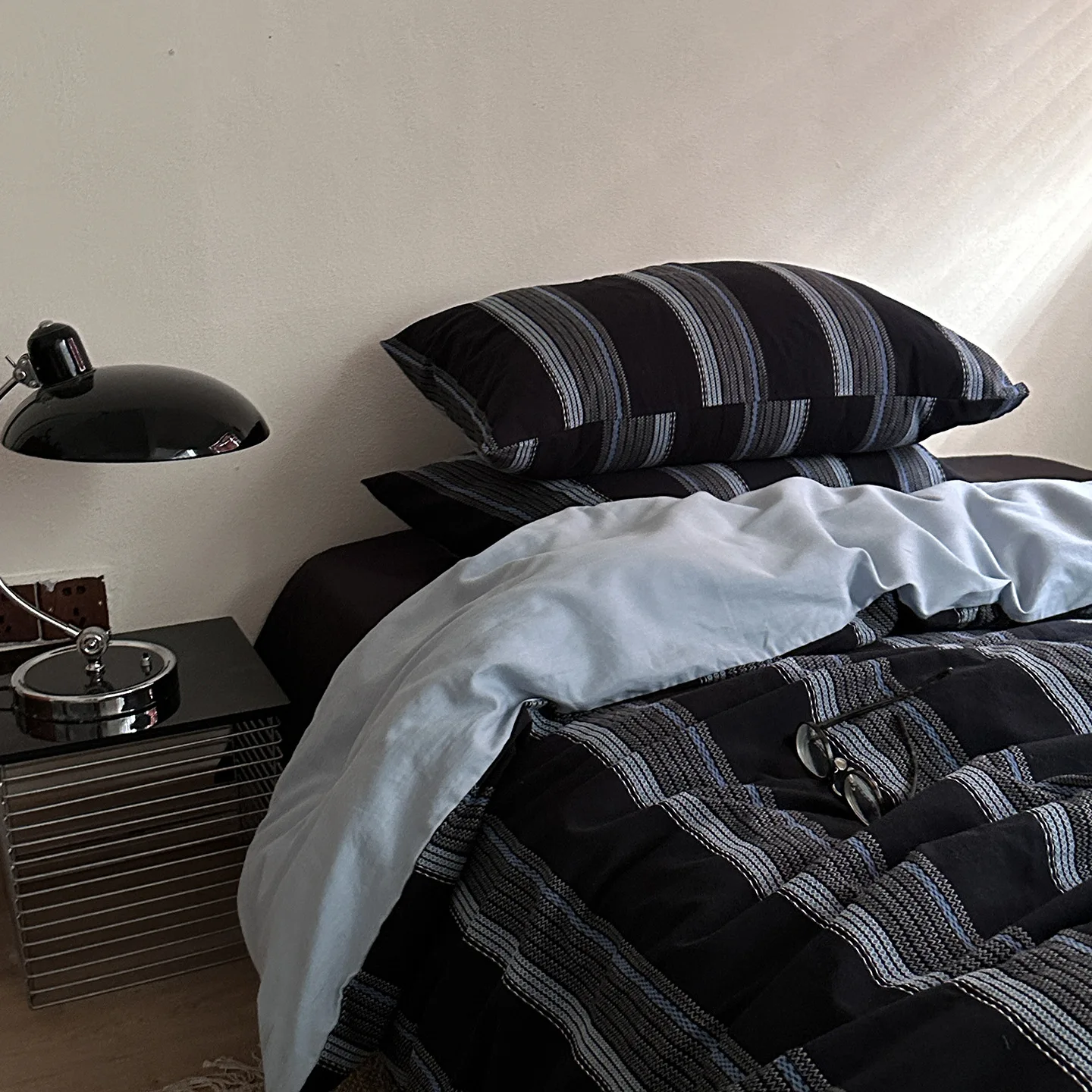 

Vintage Stripe Bedding Set 4PCS, 100% Cotton Woven Jacquard Duvet Cover with Sheet Pillowcase, Soft All-Season Bedding