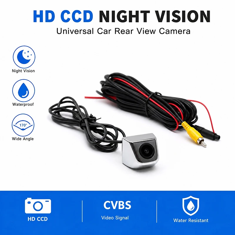 4-Pin 1080P Car Reversing Camera CCD CVBS 170° Wide-Angle Car Reversing Image Camera Full HD Night Vision Camera