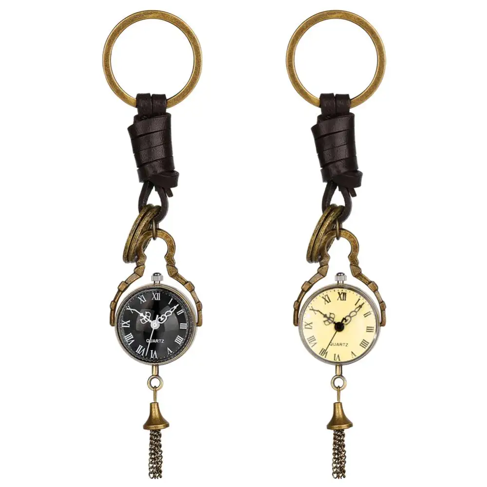 2 Pack Transparent Ball Quartz Pocket Watch Keychain Tassel Pendant Roman Numerals Dial Pocket Watch Gift