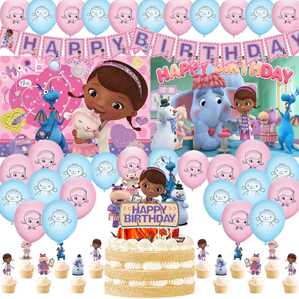 

Disney Toy Doctor McStuffins Girl Birthday Party Decorations Pink Purple Sky Blue Number Balloons Set Baby Shower Supplies Gifts