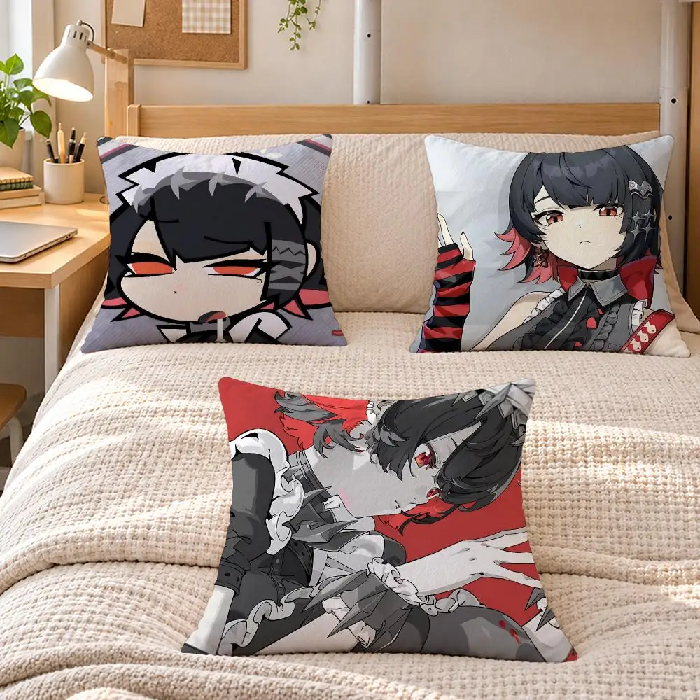 Game Ellen Joe-Zenless Zone Zero Cushion Cover Soft Short Plush Sofa Bedroom Den Car Dorm Decor Gifts