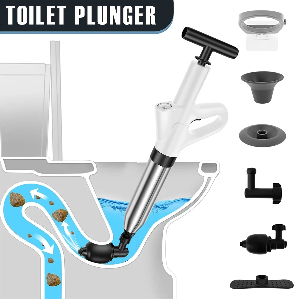 

High Pressure Toilet Plunger Bathroom Drain Clog Remover Tool Efficient Air Plunger Blaster Versatile Toilet Unclogger for Home