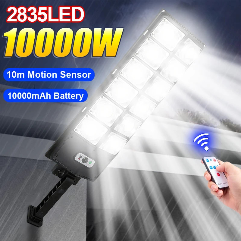 

2835 Светодиодная солнечная лампа 10000 Вт Наружный солнечный свет с датчиком движения Уличный дворовый светильник IP65 Водонепроницаемый солнечный настенный светильник Садовая лампа