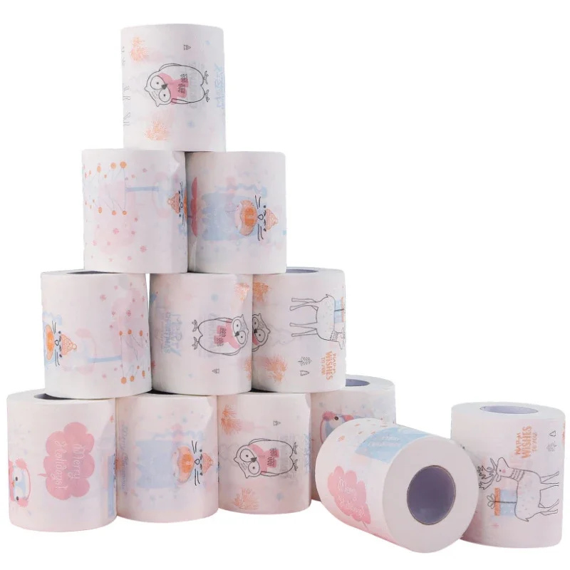 Christmas Toilet Paper Printed Toilet Tissue Paper, 12 Rolls, 155 Sheets per Roll, Novelty Toilet Paper Funny Gift