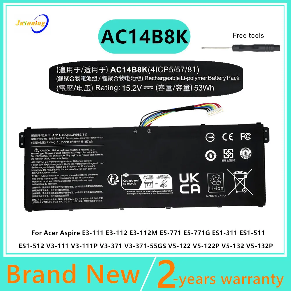 

Laptop battery For Acer Chromebook 11 CB3-111 15 C910 for Aspire E3-111 E3-112 ES1-512 E5-771G ES1-311 V3-371 ES1-511 AC14B8K