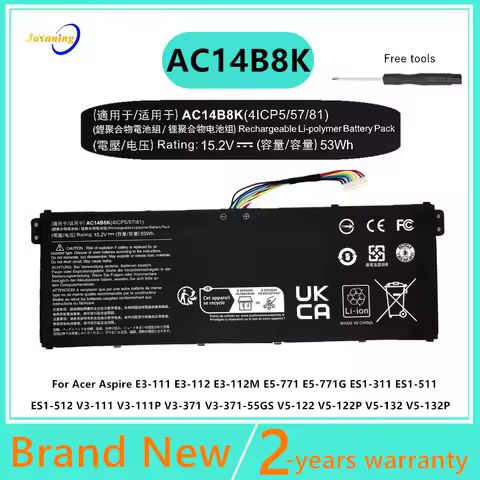 Laptop battery For Acer Chromebook 11 CB3-111 15 C910 for Aspire E3-111 E3-112 ES1-512 E5-771G ES1-311 V3-371 ES1-511 AC14B8K