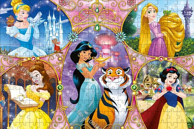 300/500/1000 Pieces Jigsaw Puzzles Disney Princess Tangled Bella Cinderella Snow White Puzzle Kids Handmade Toys Girls Hobbies