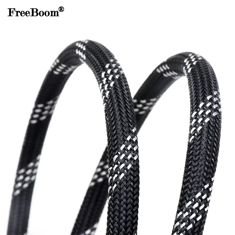 

1~50m Black Silver PET Braid Sleeve 2/4/6/8/10/12/14/16/20/25mm High Density Snake Skin Cable Wrap Sheath For Electric Cables