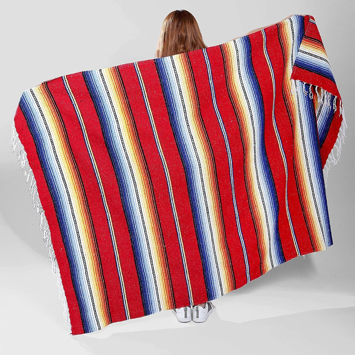 Mexican Woven Jacquard Blanket - Outdoor Sofa Beach Picnic Travel Blanket Multifunctional Mexican Tablecloth Style Home Decor Bl
