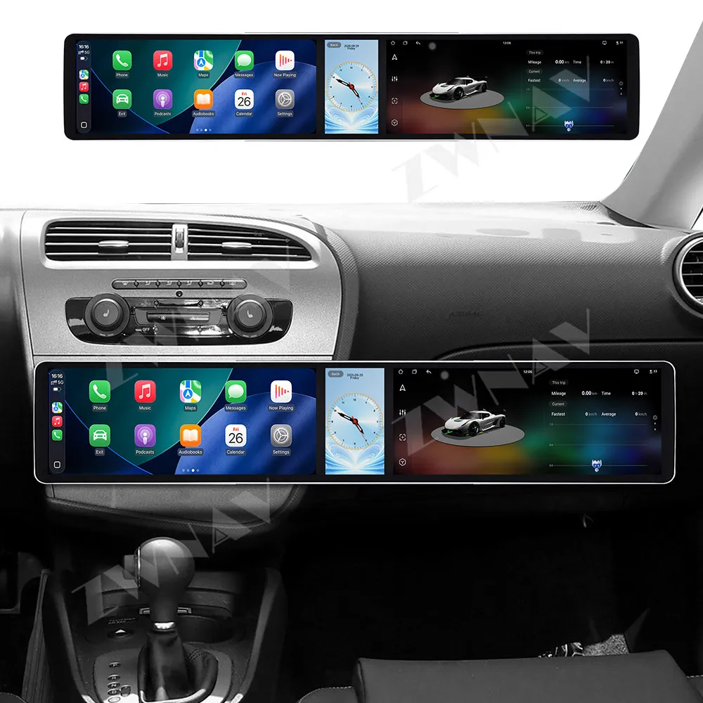 For Seat Leon 2005-2012 12.3 Inch Triple Screen Android Car Radio GPS Navigation With Apple CarPlay Android Auto Car Multimedia