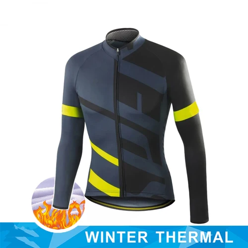Imagen 2 del producto Jersey térmico de lana para ciclismo para hombre, ropa de bicicleta de montaña, camisetas cálidas de manga larga, chaqueta para bicicleta de carretera, ropa deportiva para exteriores, invierno 2024