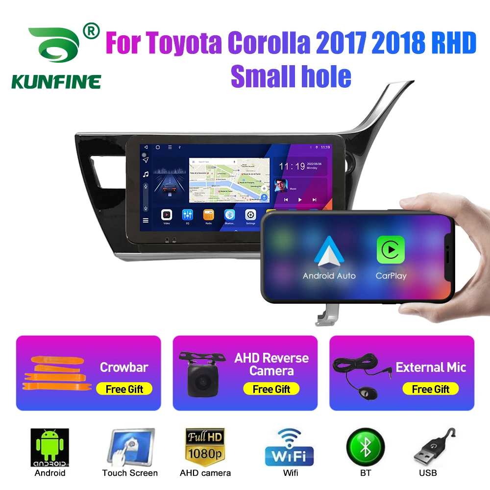 

10,33-дюймовый автомобильный радиоприемник для Toyota Corolla 2017-2018 2Din Android, восьмиядерный автомобильный стерео DVD, GPS-навигатор, плеер QLED, экран Carplay