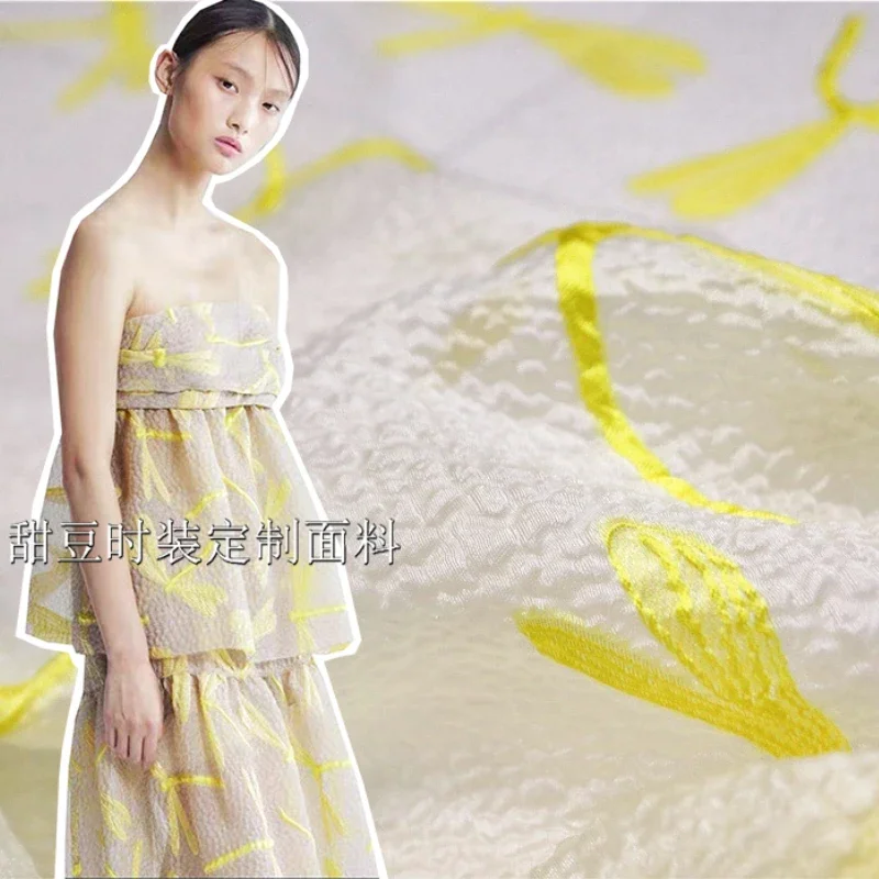 Organza Yarn-dyed Jacquard Fabric Spring Summer Dragonfly Dress Clothing European Brand Fashion Design Sewing Wholesale Cloth