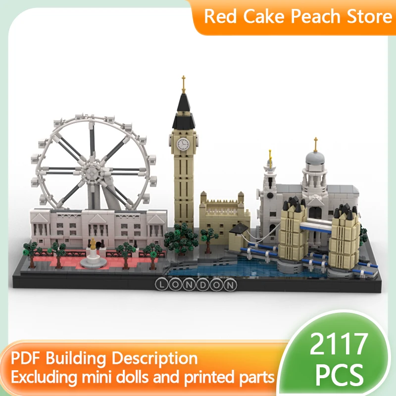 Street View Model MOC Building Bricks London Scene Big Ben Buckingham Modular Technology Gift Holida Assemble Children Toy Suit