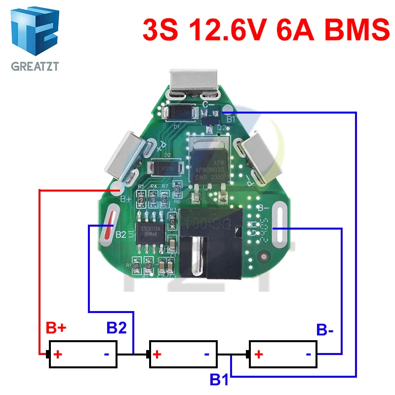 3S 12.6V 6A BMS Li-ion Lithium Battery Protection Board 18650 Power Bank Balancer Battery Equalizer Board for Electric Drill