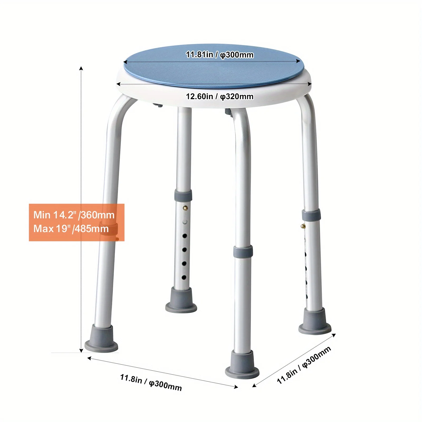 Chair For Inside Shower, 360 Degree Swivel Shower Seat, Adjustable Height Shower Stool,Bathtub Seat Stool.300 Lbs Capacity.