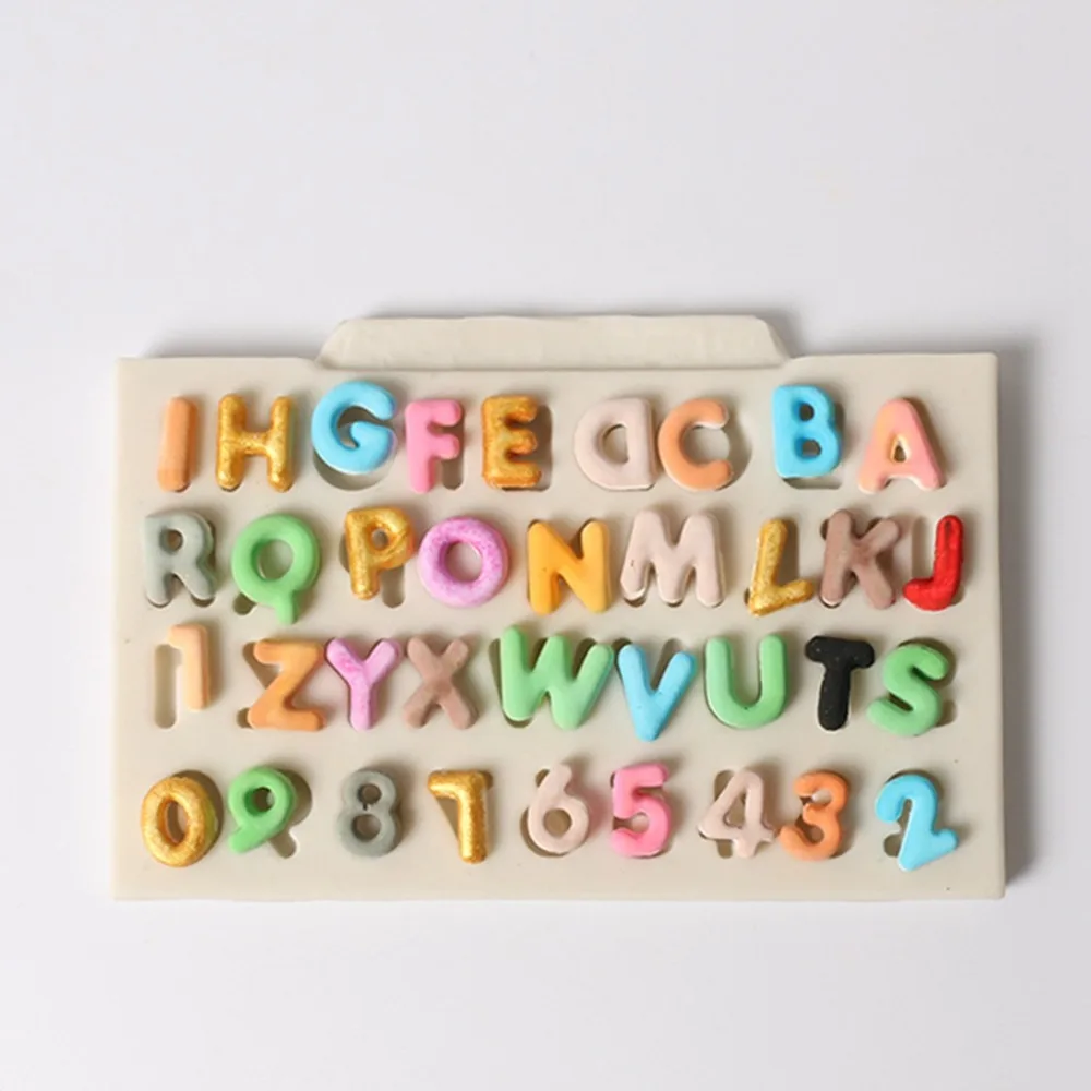 Silicone Silicone Fondant Mold Numeral Cavities 26 Letters Alphabet Number Mold White 10 Numbers DIY Sugar Craft Mold