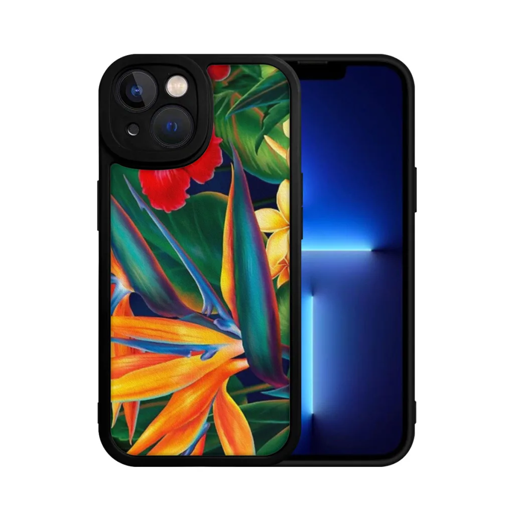 Phone Case For iPhone 15 Pro Max Silicone Shell Tropical Paradise Hawaiian Birds of Paradise Illustration