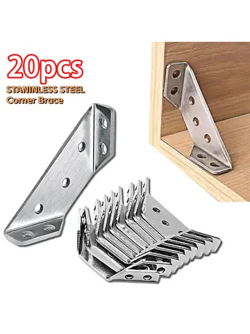 10/20/40/50pcs Thickened Stainless Steel Angle Code 90 Degrees Right Angle Fixed Bracket Furniture Connectors