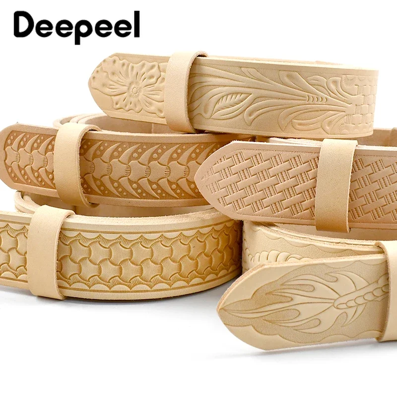 

Deepeel Mens Belts 3.8cm Wide Embossed Genuine Leather Belt Man First Layer Cowhide Luxury Brands Waistband DIY Handmade Crafts