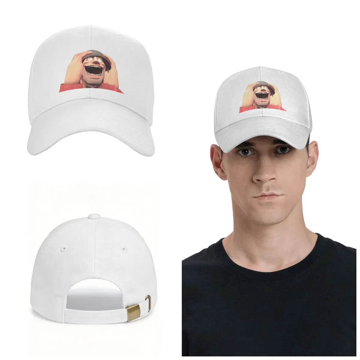 Team Fortress 2 TF2 Soldier Gmod Face Crazy Funny Meme RED Cap Fashion Casual Baseball Caps Adjustable Hat Unisex Baseball Hats