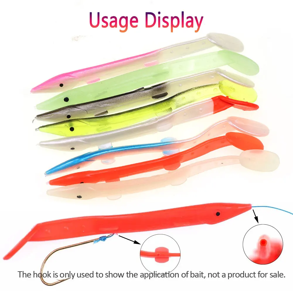 Bimoo 50/100pcs 8.5cm 1.15g Orange Bule Black Eel Style Jelly Lures Pollock Fishing Bait Fishing Lure Soft Bait