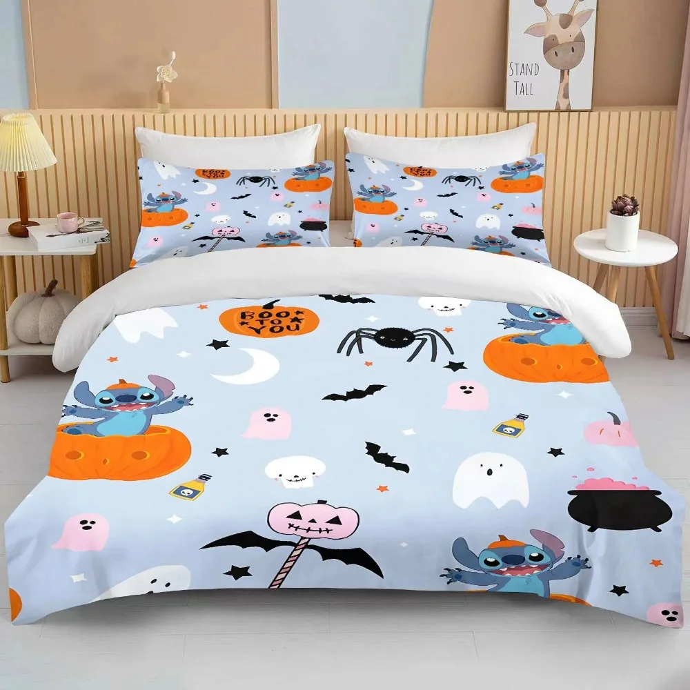 Imagem -06 - Disney-stitch Angel Bedding Conjunto para Adultos Tampa de Cama Edredon Eua Twin King Size Fronha dos Desenhos Animados Quarto Pcs Bebê