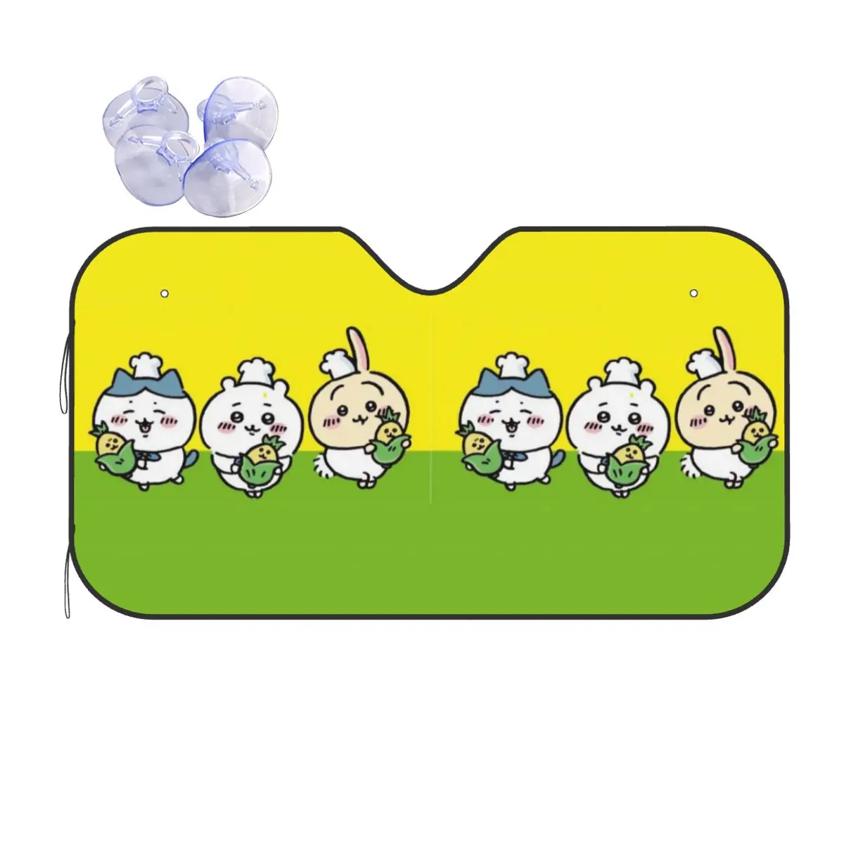 

Custom Funny Cartoon Chiikawaes Front Windshield Sunshade Folding Window Shade Sun Visor Protector
