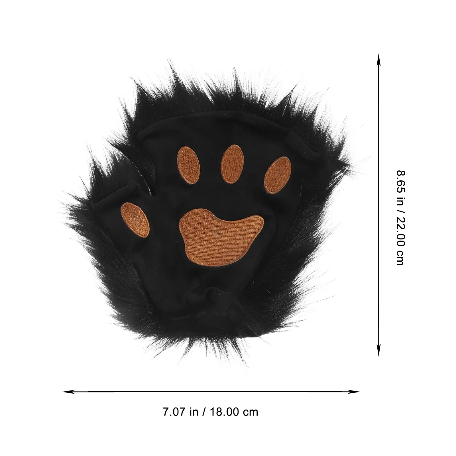 

Пара черных перчаток с животными на Хэллоуин, искусственные длинные зимние теплые варежки с полупальцами, перчатки с лапами для косплея, искусственные варежки