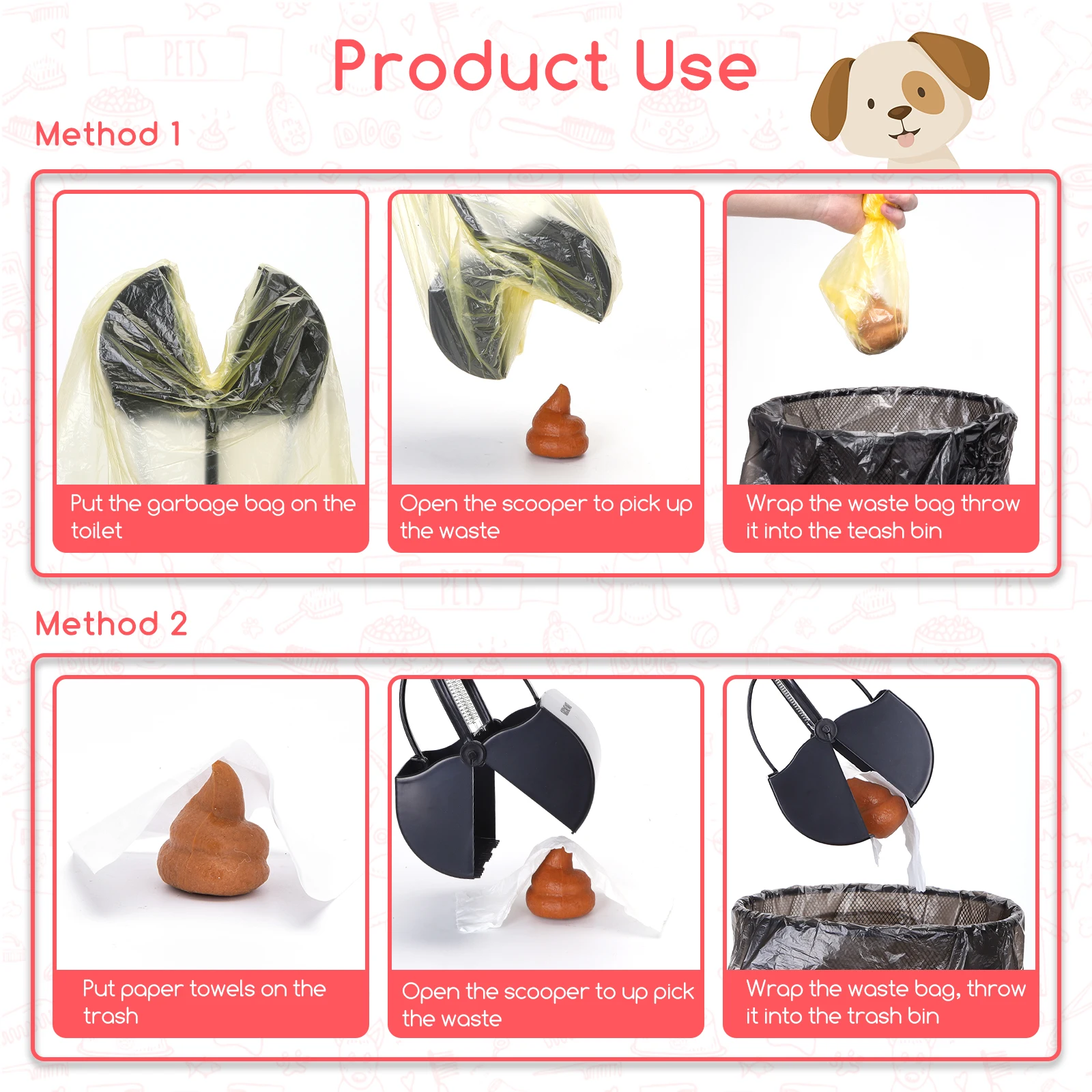 nobleza recogedor cacas perros, plegable de 66 cm de largo para quitar caca para jardín al aire libre/interior de perros, residuos de animales Nobleza recogedor cacas perros, plegable de 66 cm de largo para quitar caca para jardín al aire libre/interior de perros, residuos de animales 3