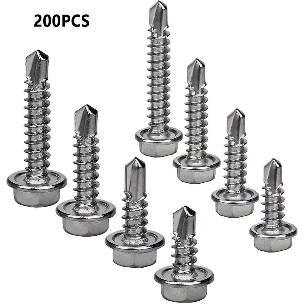 200 Pieces Set Screw Portable Replacement Detachable Hexagon Self-Drilling Self-tapping Woodworking Screws Assortment