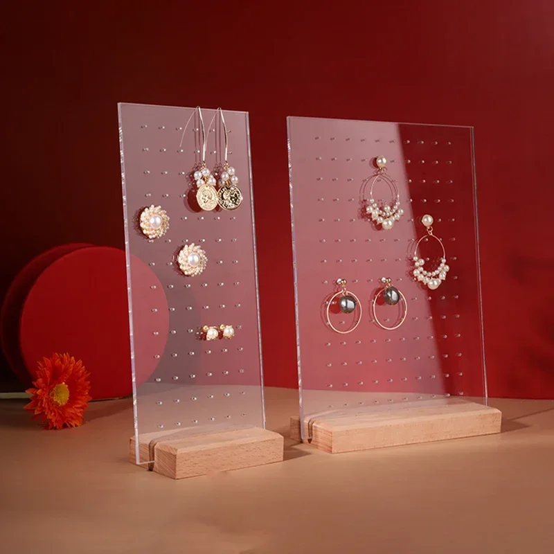 Fashionable Earring Stand Holder, Earrings Organizer, Jewelry Storage, Wooden and Acrylic Ear Stub Display Shelf Rack