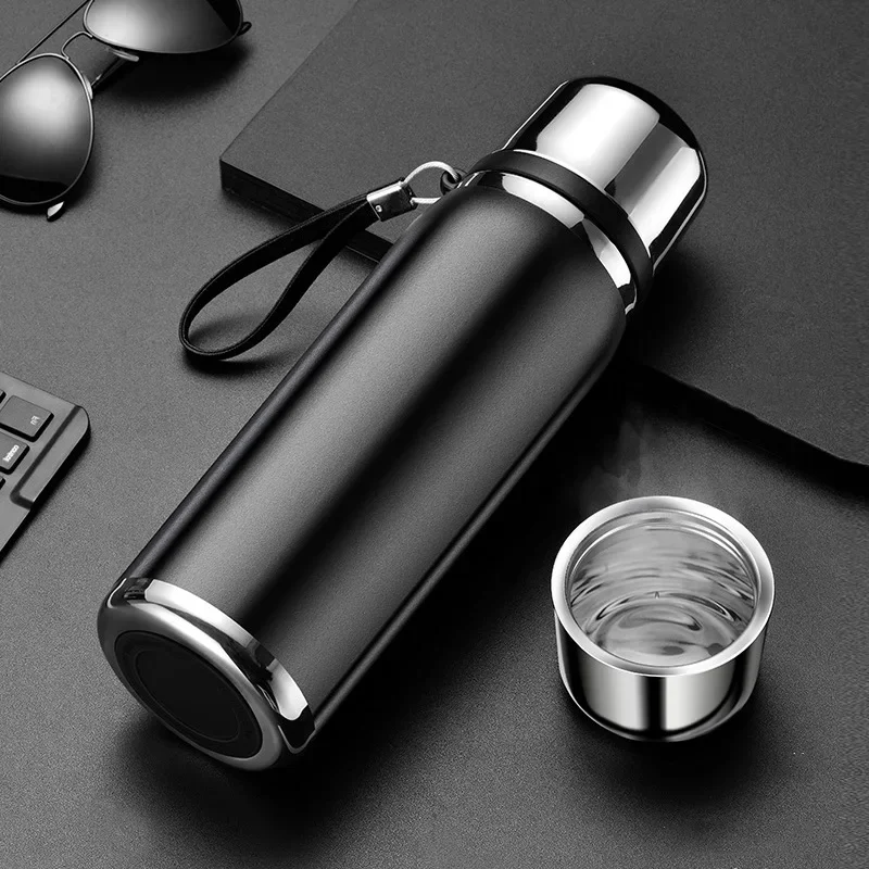 

Large capacity stainless steel thermos bottle, tea water separation water bottle, outdoor travel kettle, vacuum flask