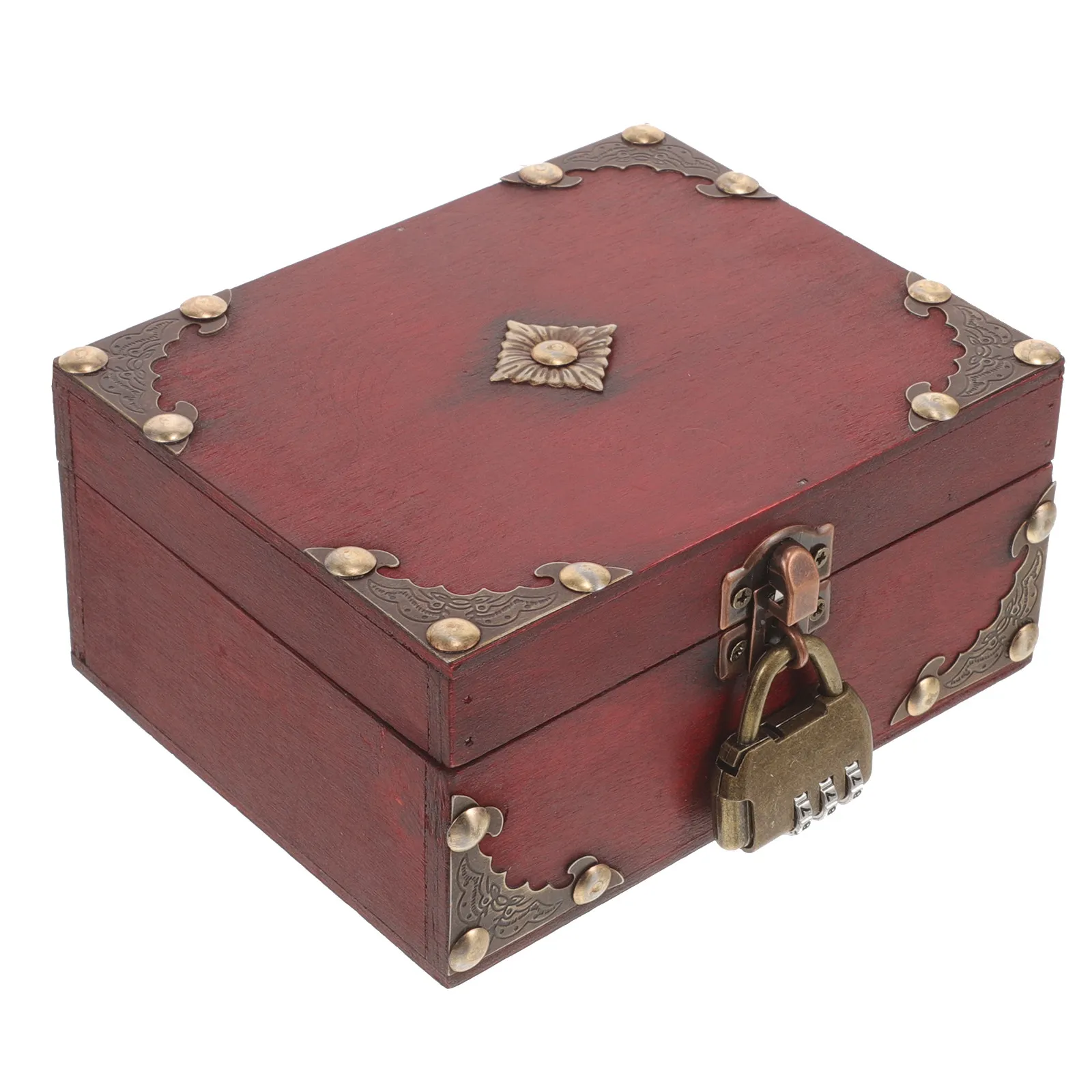 

Small Vintage Wooden Jewelry Box Delicate Rings Earrings Storage Case Lock Decorative Storage Organizer Jewelry Box