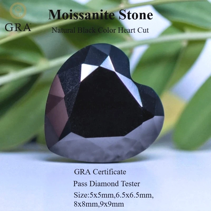 

Heart Cut Natural Black Color Wholesale Moissanite Stone Artificial Gemstone DIY Ring Necklace Earrings Main Materials With