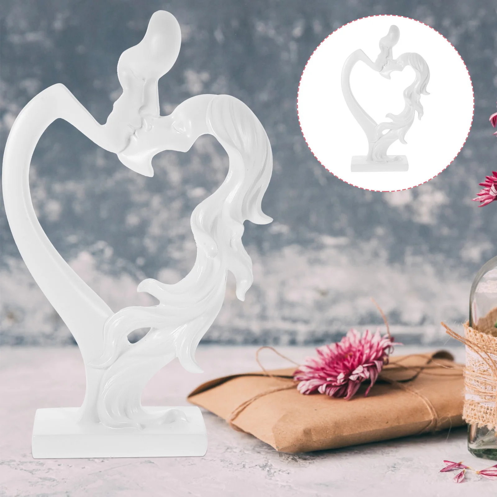 

Minimalist Abstract Resin Kissing Lover Couple Sculpture Desktop Ornament Home Office Bedroom Decor Romantic Resin Craft