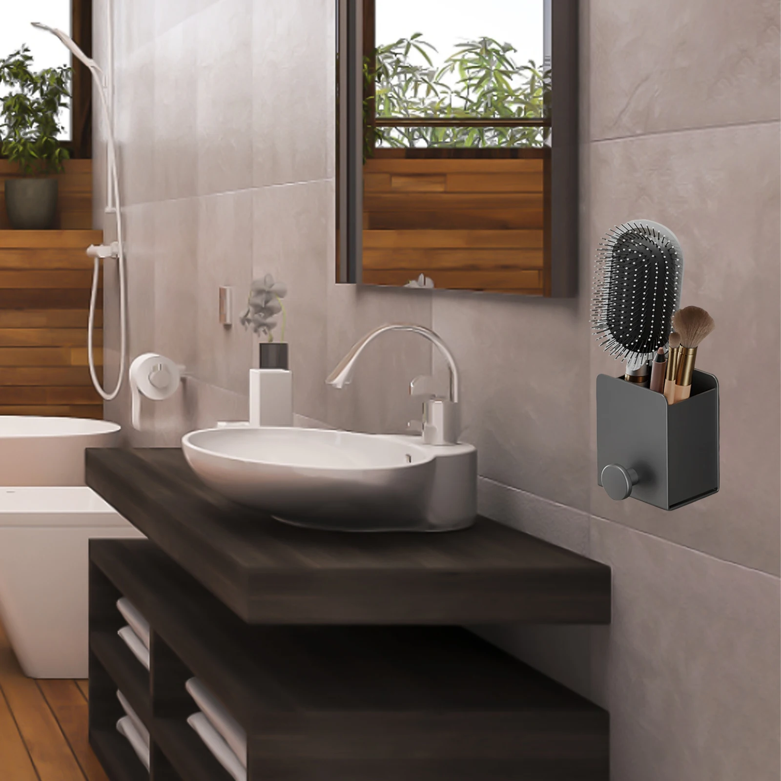 

2pcs Toothbrush Holders No Punching Mounted Bathroom Storage Aluminum Electric Organizer Trays Kids Shower