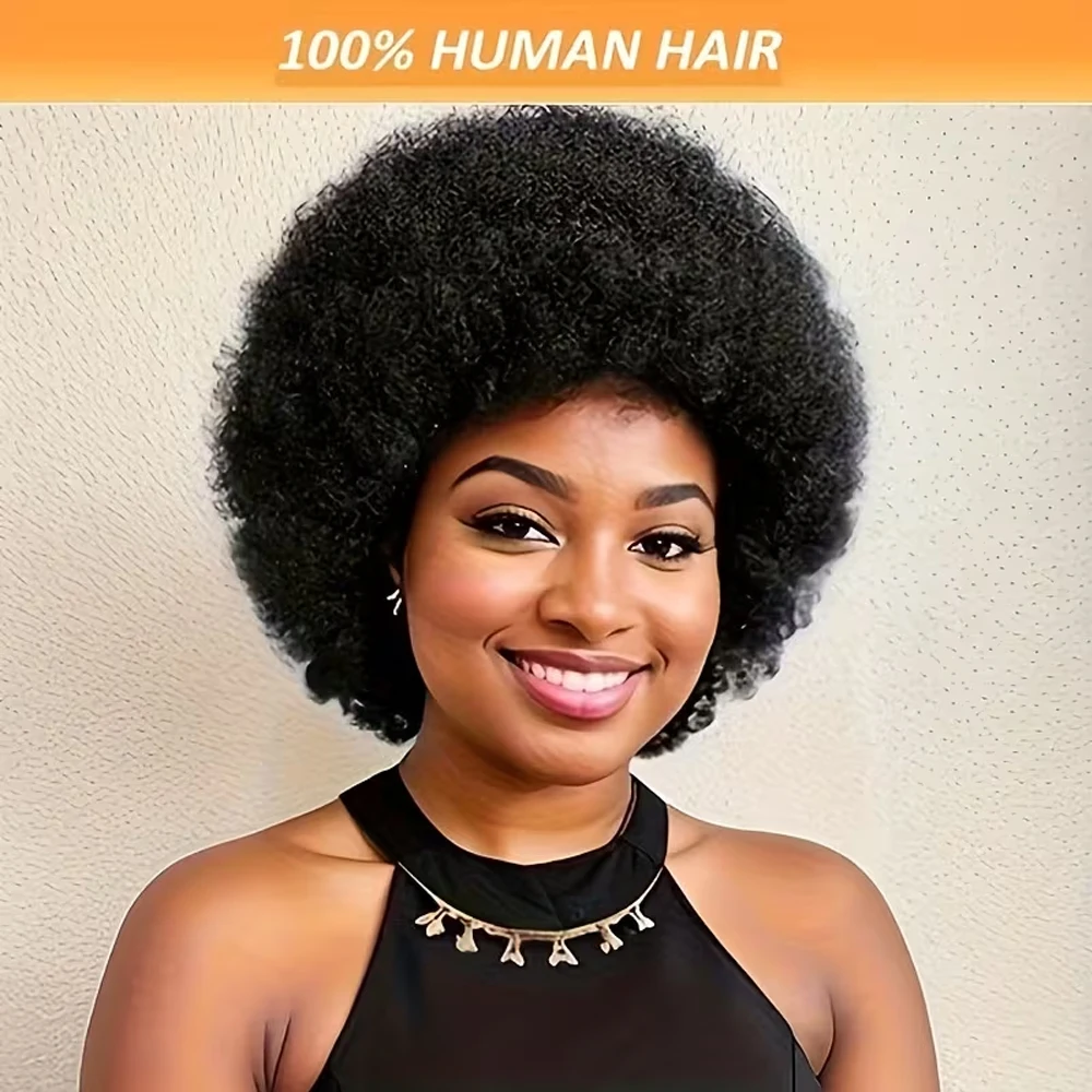 

Afro Kinky Curly Wave Wig 6Inch Pixie Cut Afro Kinky Curly Human Hair Wig for Women Full Machine Made Wig